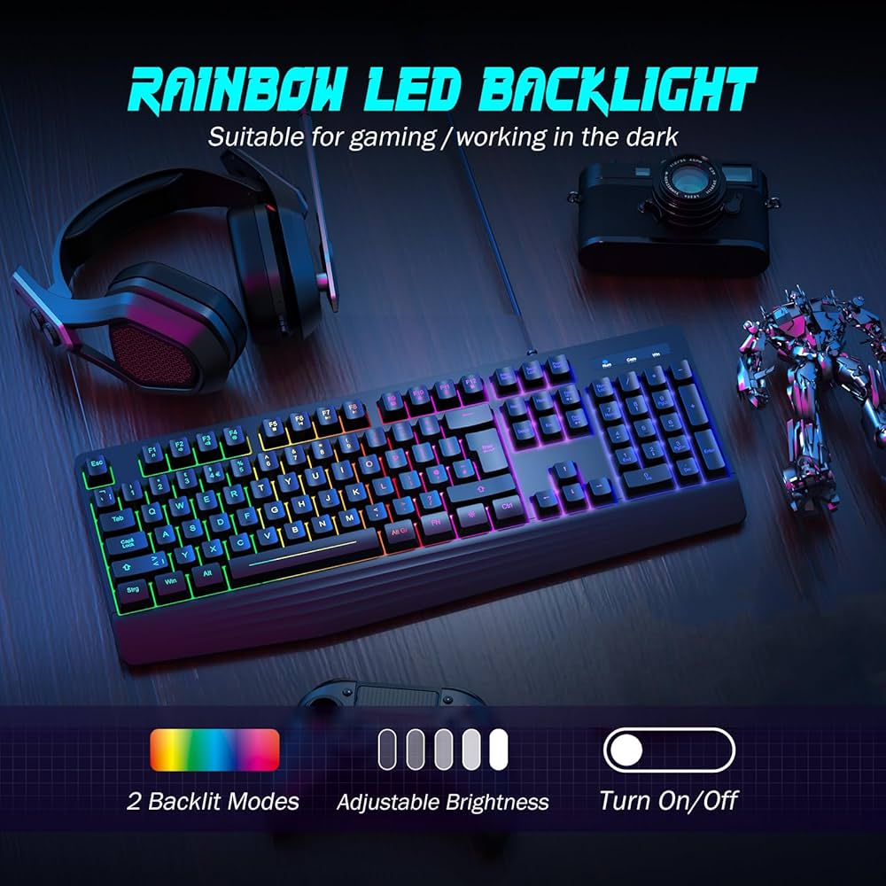 rainbowKeyboard&Trackpad用パームレスト&ベース優黒 Amazon.com: Gaming Keyboard and Mouse and Mouse Pad,Wired